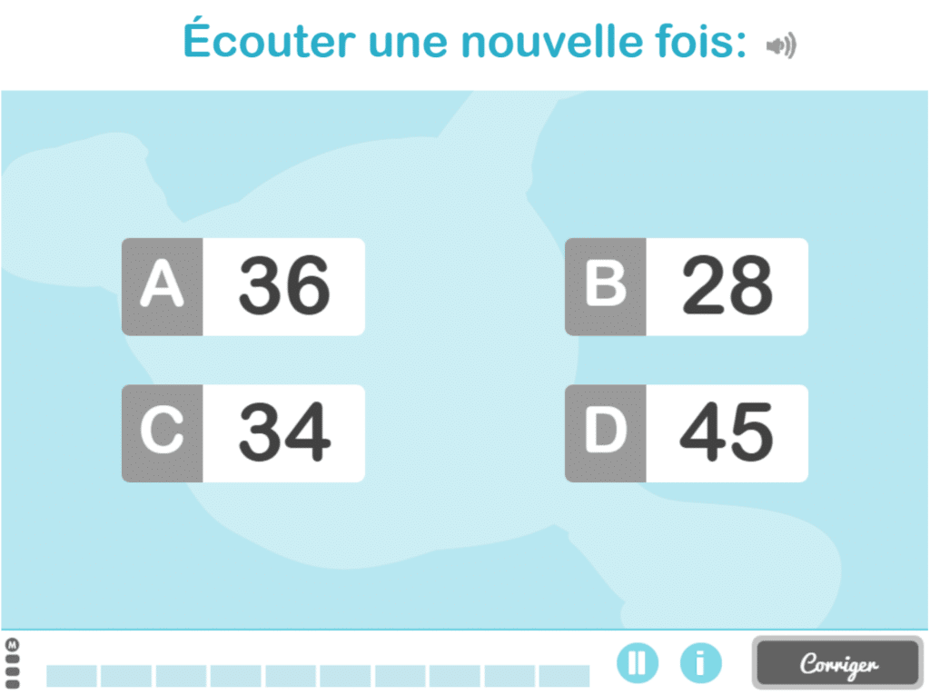 Fiche NeuronUP pour travailler la discrimination chez les enfants : Quel nombre entends-tu ?