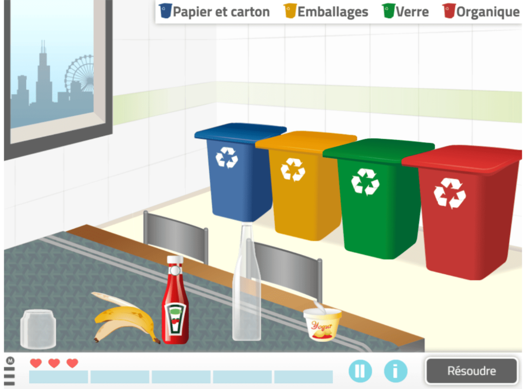 Activité de NeuronUP. Recyclez vos déchets.